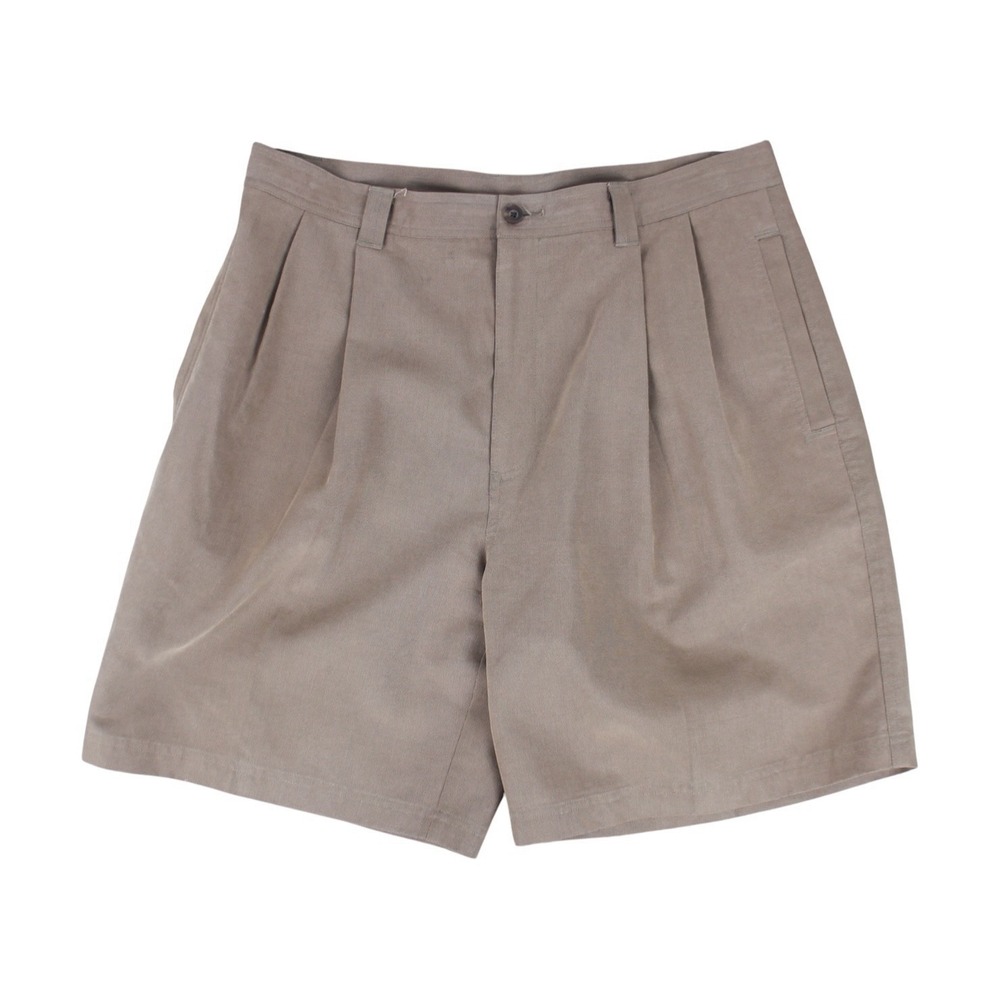 Vintage Consensus Pleated Dress Shorts Tan Brown Rayon Blend Men's Size 34
